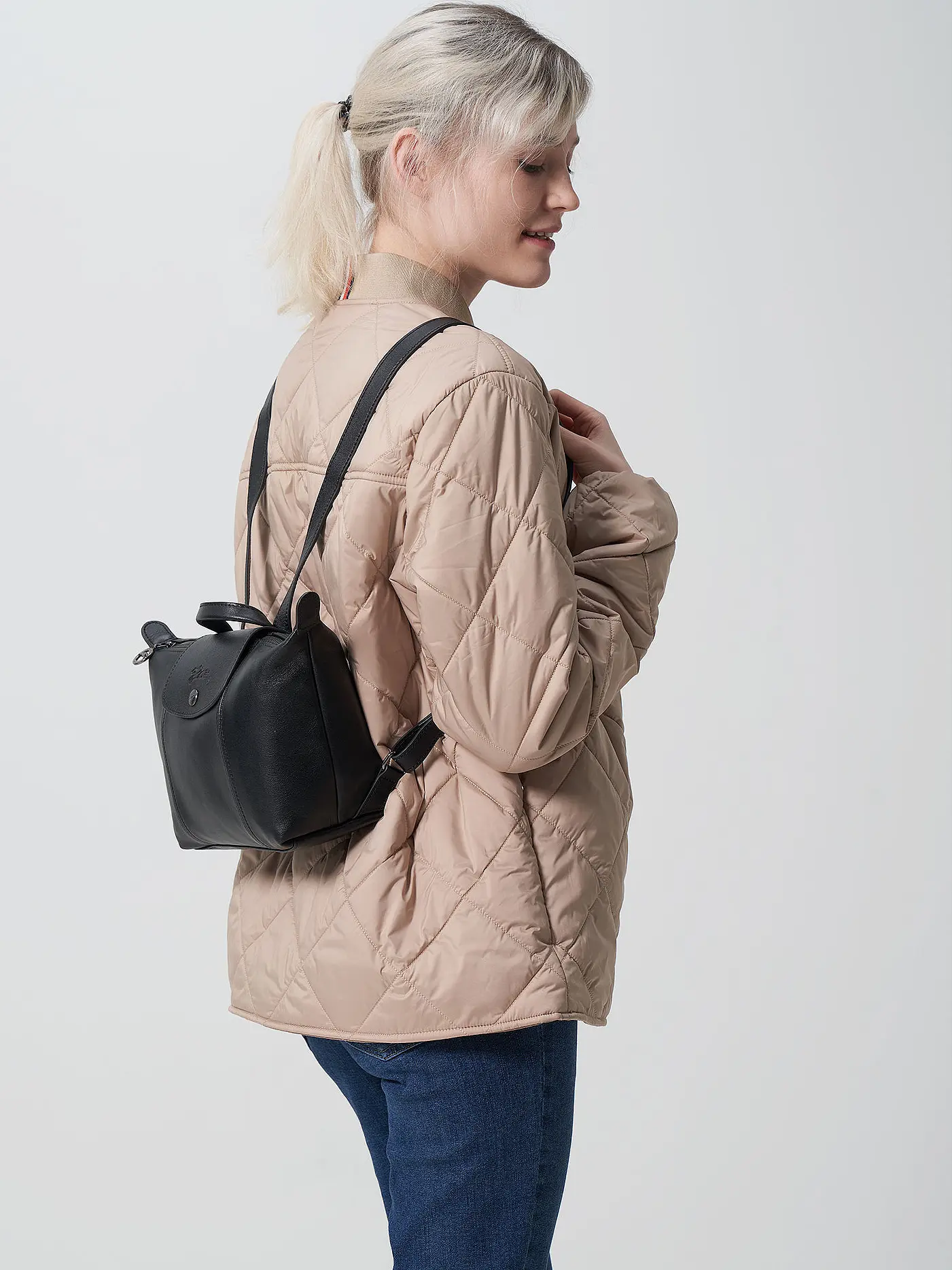 LONGCHAMP | Le Pliage Cuir Rucksack, Black | 